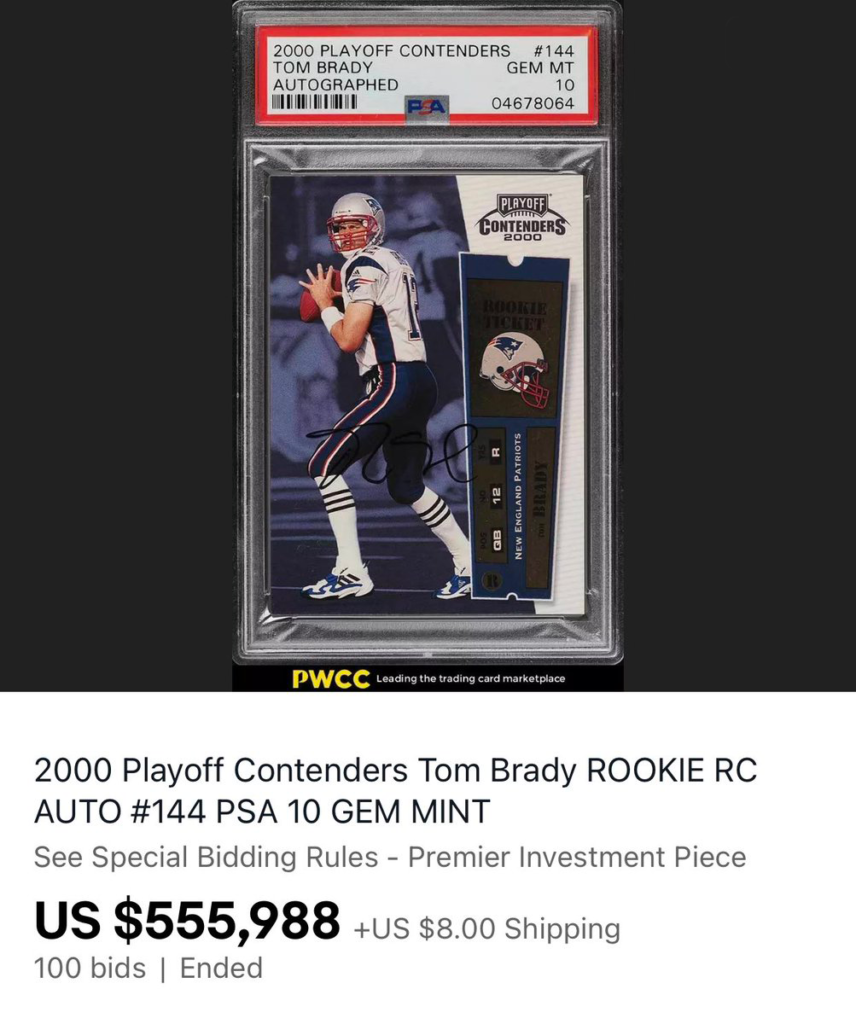 Tom Brady’s PSA 10 Playoff Contenders Rookie Autographed card 