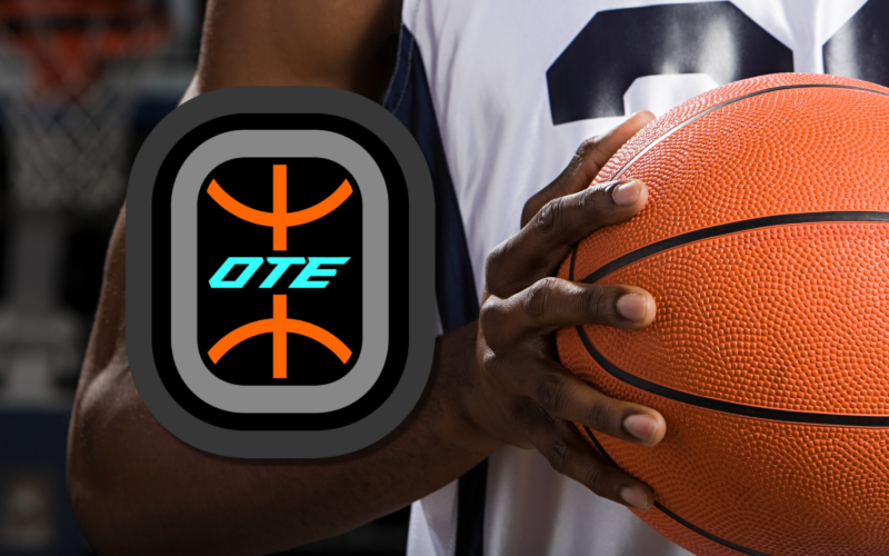 Overtime Elite Launch Promo Image, features the Overtime Elite logo next to Black hands holding a basletball