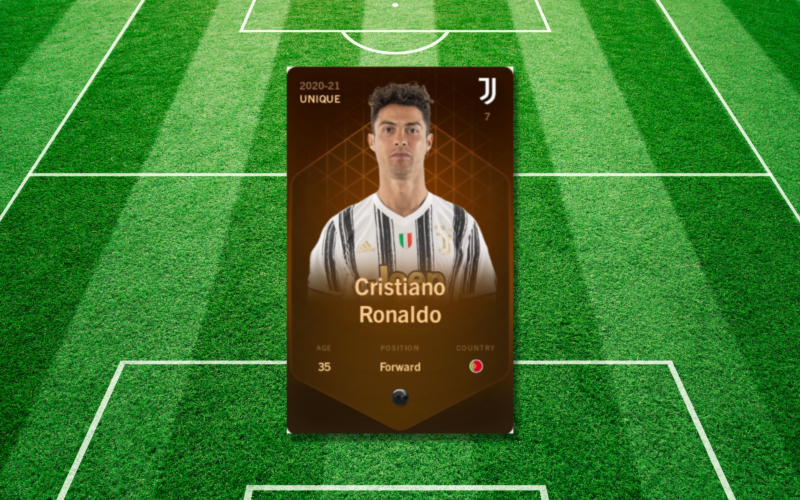 A unique Sorare trading card depicting Juventus star Cristiano Ronaldo