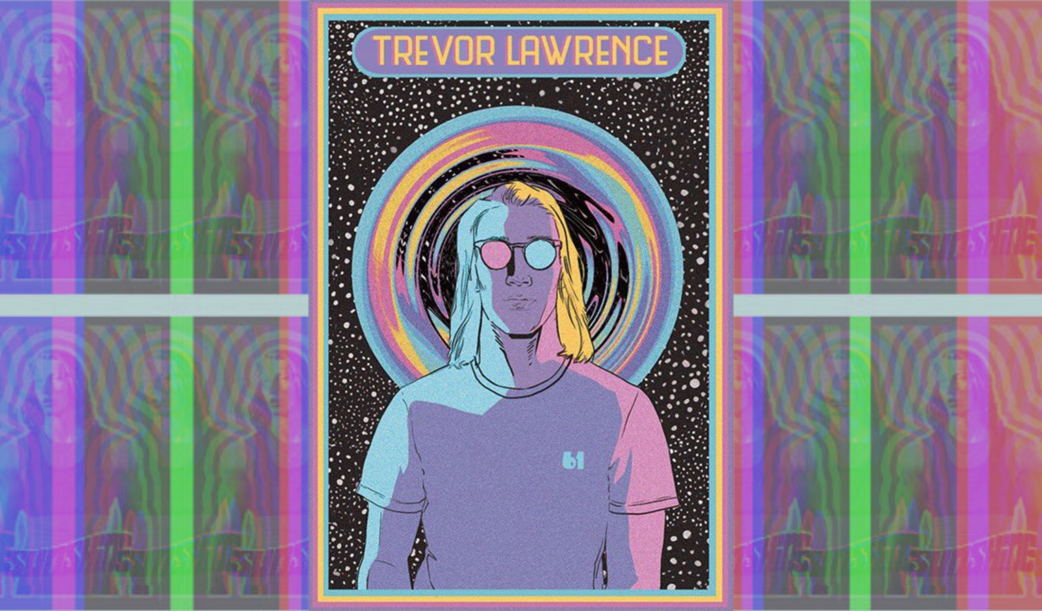 A Trevor Lawrence Topps trading card featuring original artwork