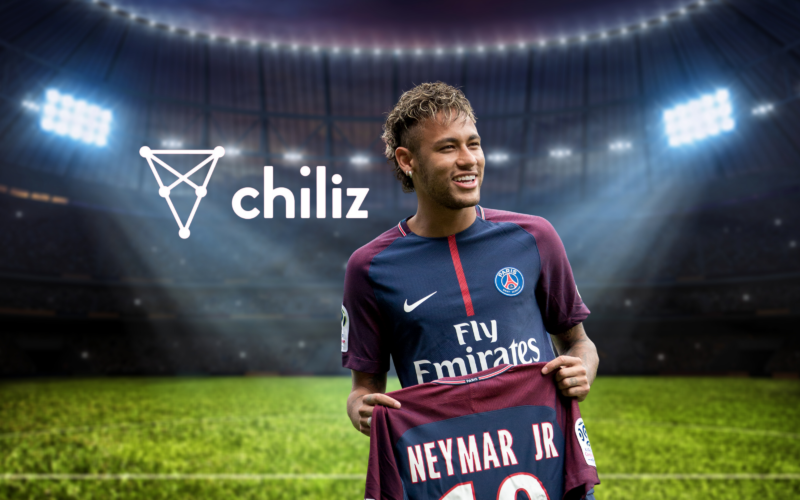 PSG star Neymar next to the Chiliz logo