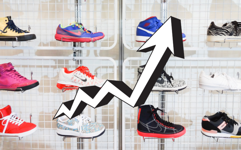A sneaker collection on display