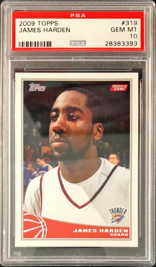 James Harden 2009 Topps Base rookie card in PSA 10 gem mint condition