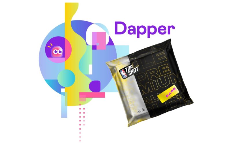 Logo of Dapper Labs alongside a rare NBA Top Shot pack