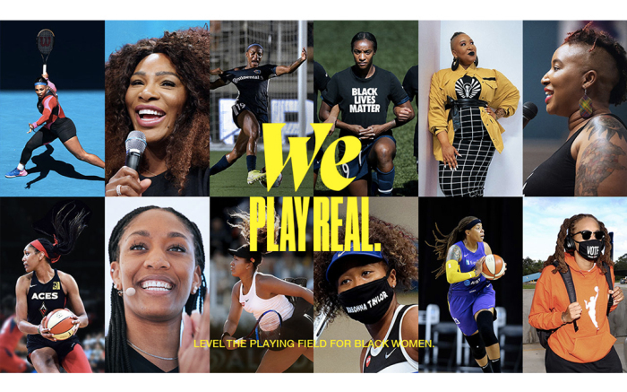 Image from Nike's "We Play Real" campaign featuring black women athletes.