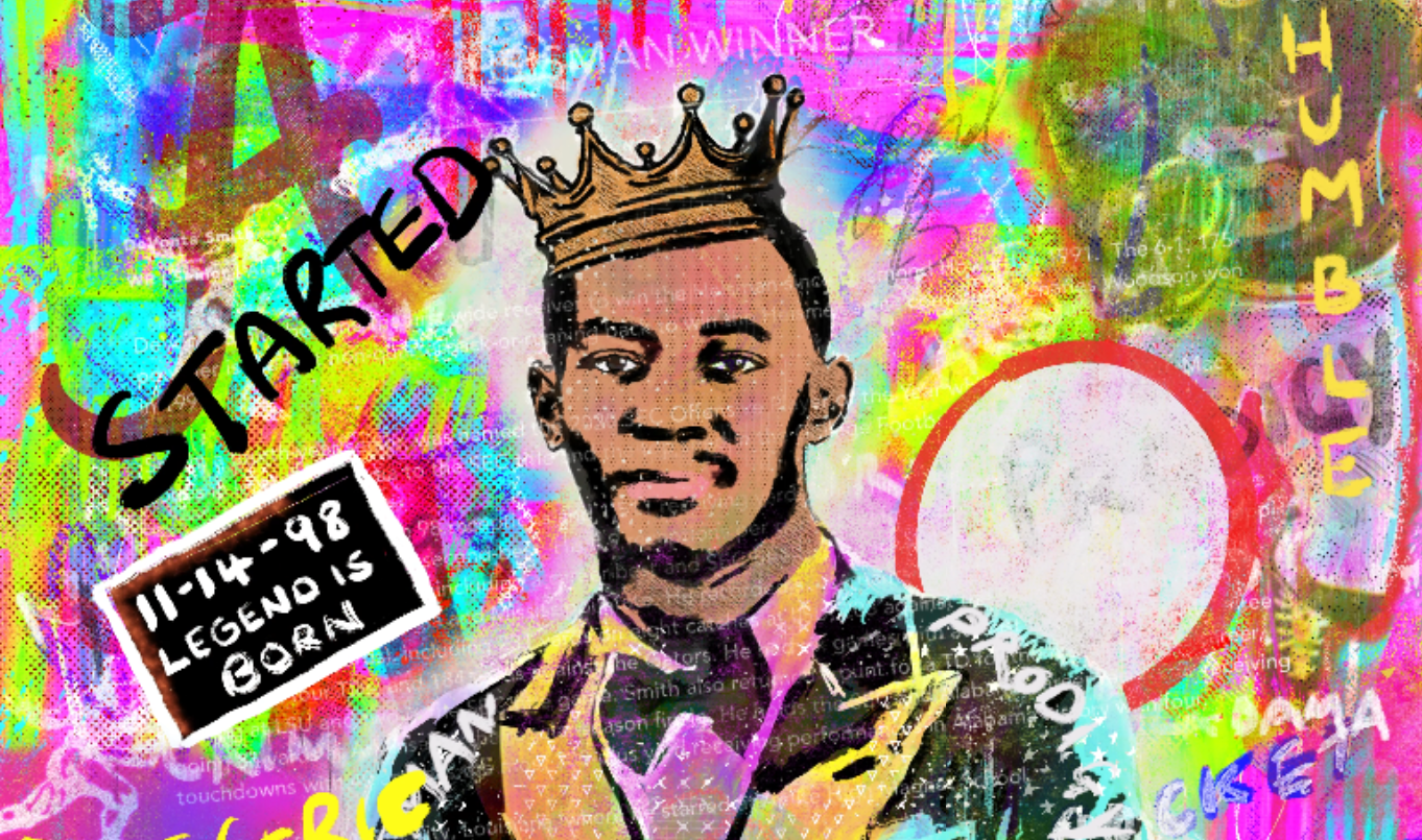 Detail of DeVonta Smith NFT artwork by digital artist Enzo