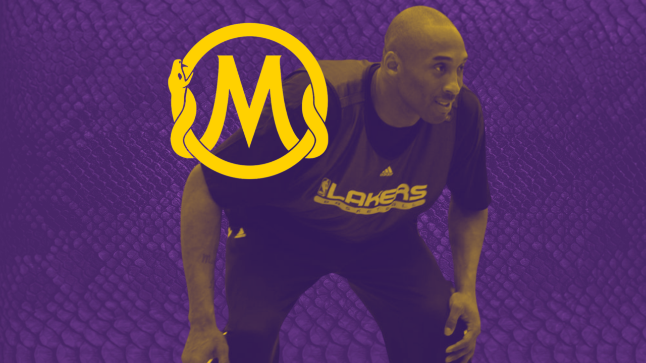 Depicting Kobe Bryant alongside the possible logo of the new Mamba brand