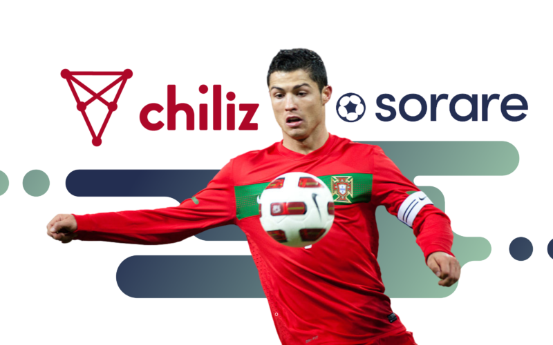 Depicting Cristiano Ronaldo with the logos of Chiliz and Sorare