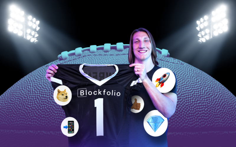 Depicting Trevor Lawrence and a Blockfolio football jersey