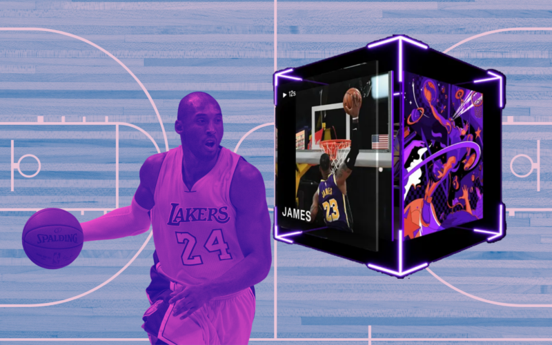 Kobe Bryant depicted next to a LeBron James NBA Top Shot moment