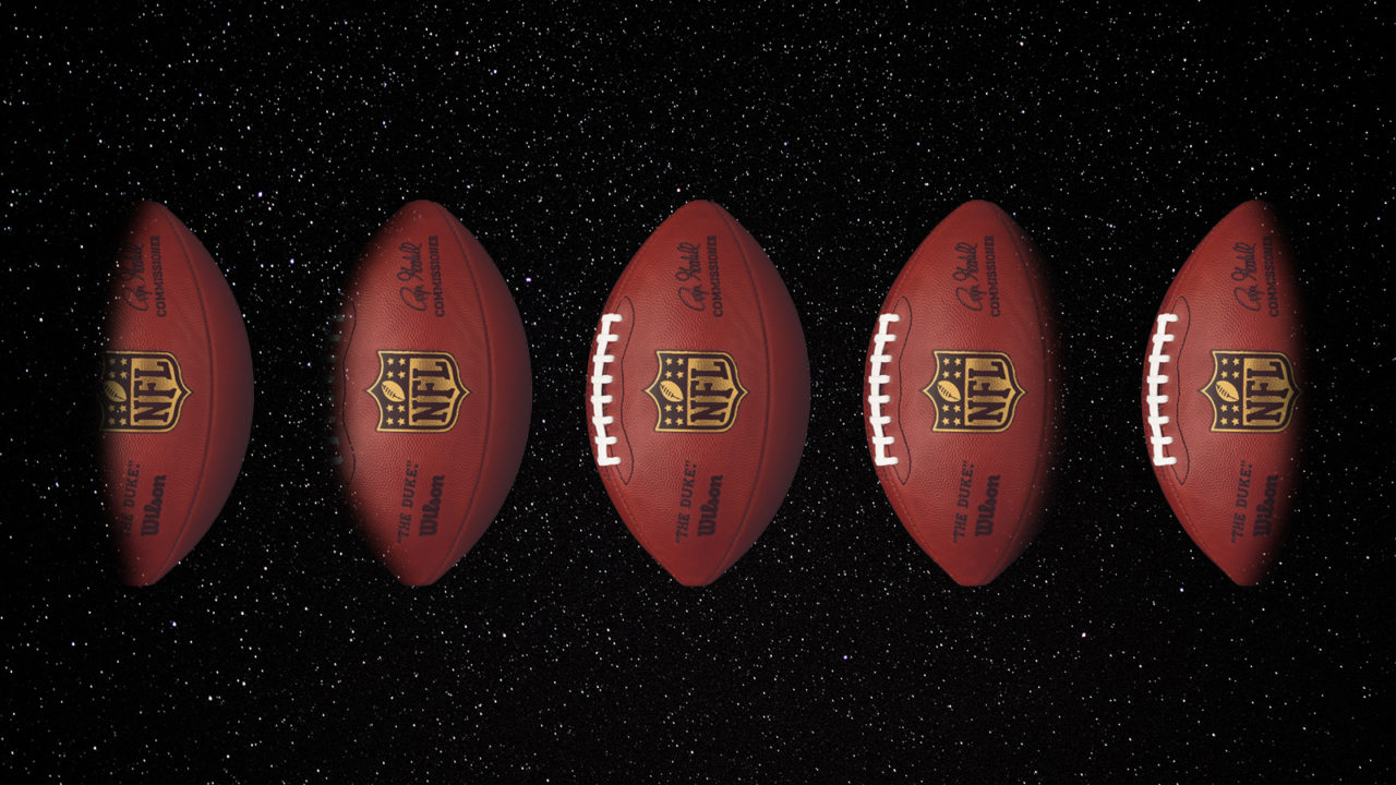 Depicting the official NFL football as waxing and waning moon phases