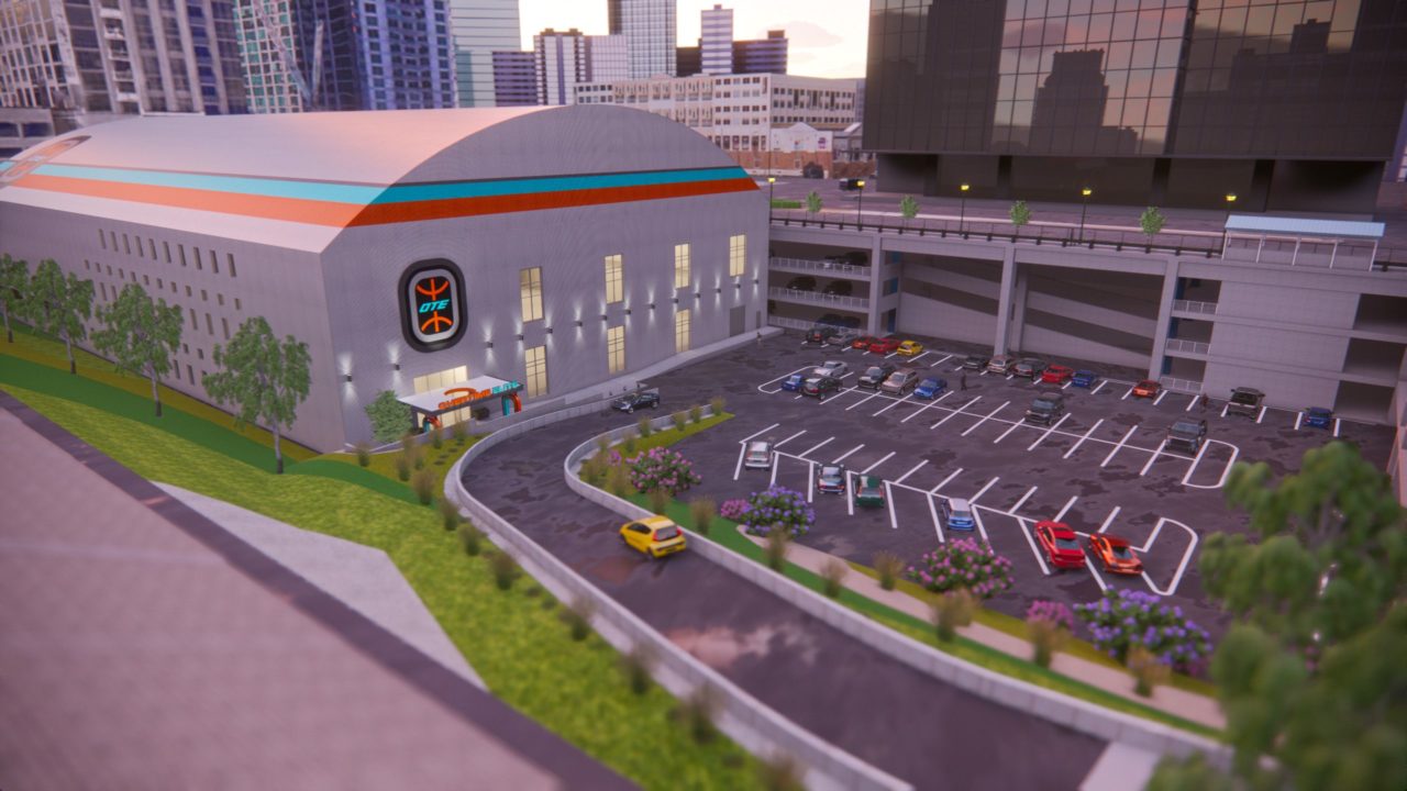 3D rendering of Overtime Elite headquarters facility in Atlanta, Georgia