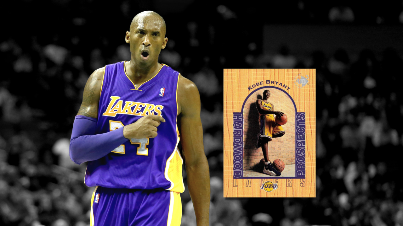 Kobe Bryant depicted alongside his Upper Deck UD3 rookie card