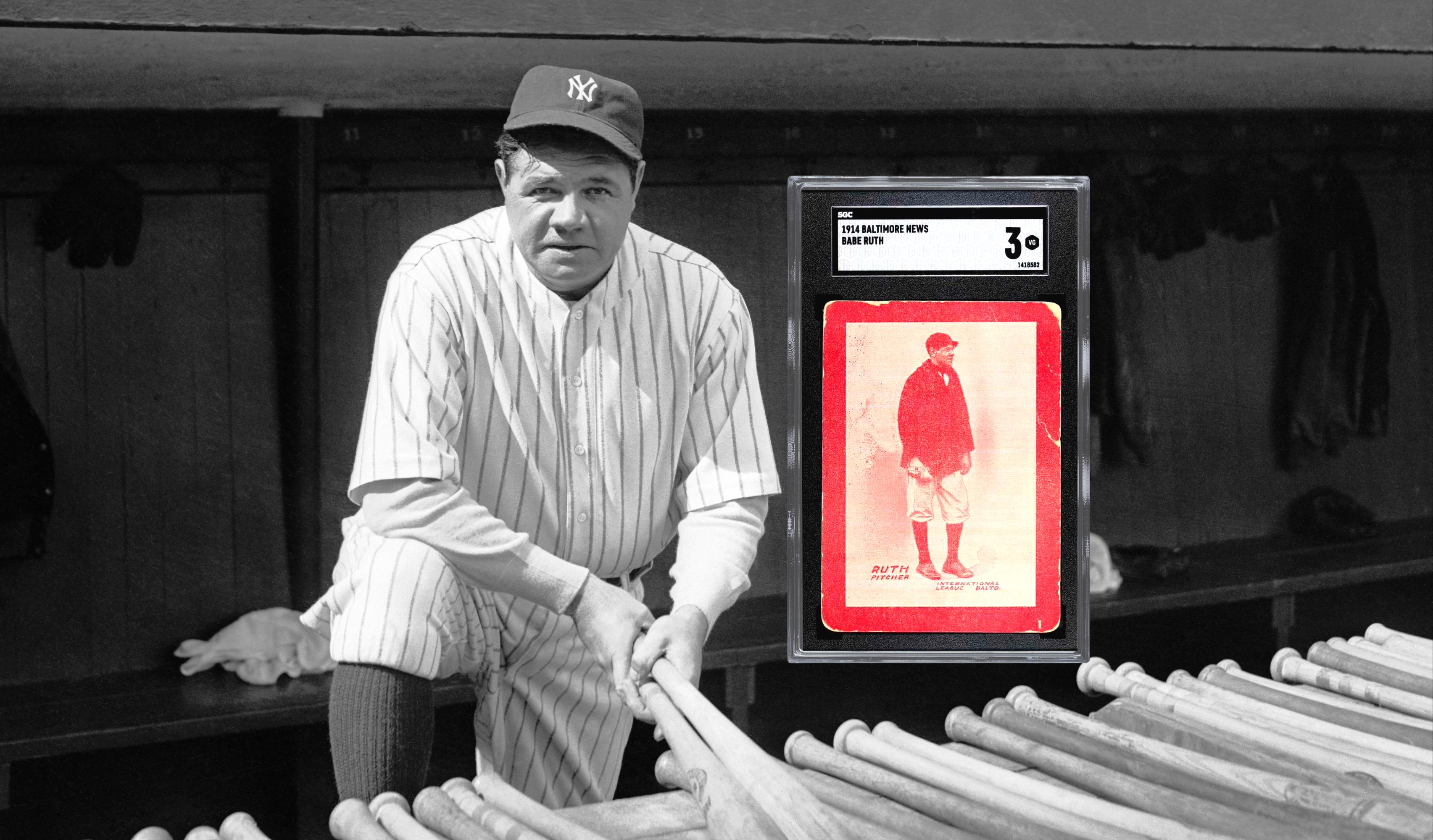 Rare Babe Ruth rookie card at home in Baltimore